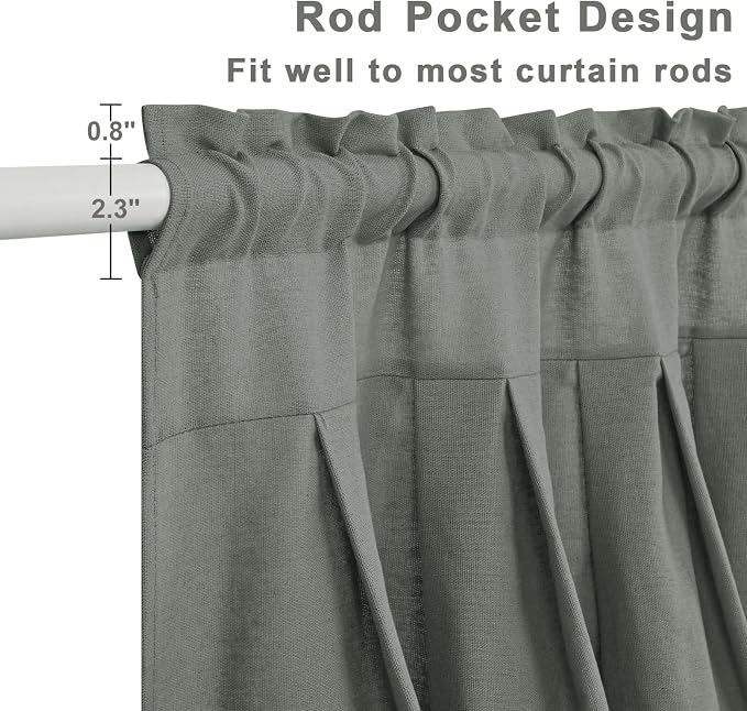 Likiyol Linen Valances for Windows Farmhouse Ruffle Swag Valance Rustic Country Window Valances Light Filtering Kitchen Curtains Rod Pocket Valance Curtains for Bathroom Cafe, Grey, 60" W x 36" L - Image 5