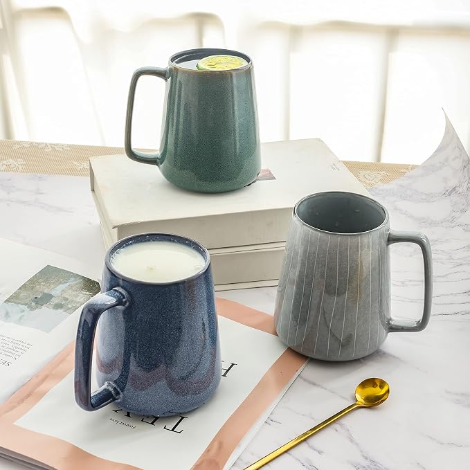 Large Ceramics Coffee Mugs,24 OZ,Large Handle Design,Extra Large Tea and Coffee Cup for Office and Home，Microwave And Dishwasher Safe(24 oz Gray) - Image 7