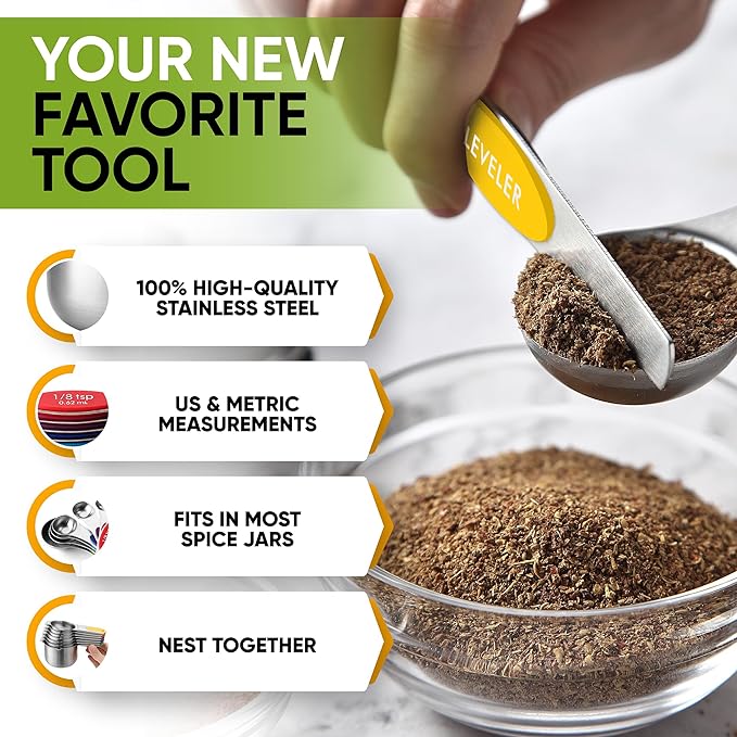 Spring Chef 15 Magnetic Measuring Cups & Spoons Set, Patented, Multicolor | Stackable Stainless Steel Measuring Cups & Heavy Duty Metal Measuring Spoons with Levelers for Dry & Liquid Ingredients - Image 5