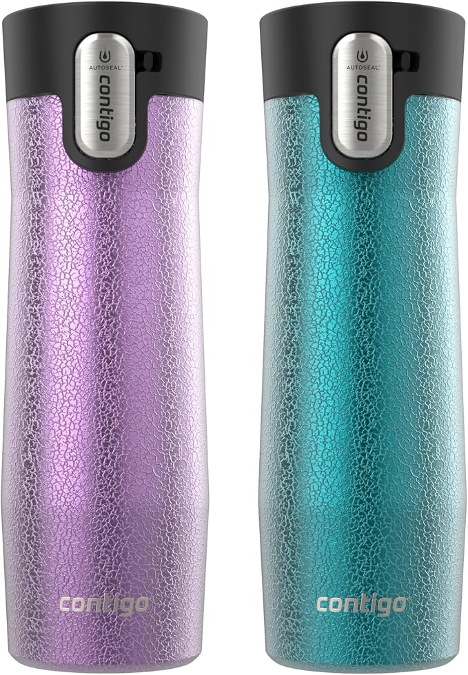 Contigo AUTOSEAL West Loop Vacuum-Insulated Stainless Steel Travel Mug with Easy-Clean Lid, 20 oz, 2-Pack by Unknown