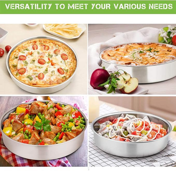 E-far 11 Inch Cake Pan Set of 3, Stainless Steel Round Cake Baking Pans, Non-Toxic & Healthy, Mirror Finish & Dishwasher Safe - Image 7