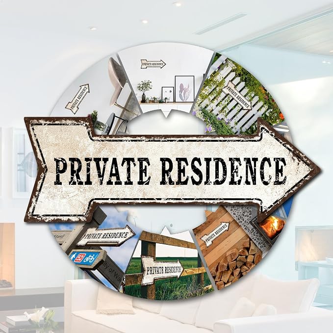 Mukuko Arrow Tin Metal Sign Private Residence, 6" x 18" | Aluminum Metal Plaque, Retro Wall Decor, Outdoor Decor - Image 6