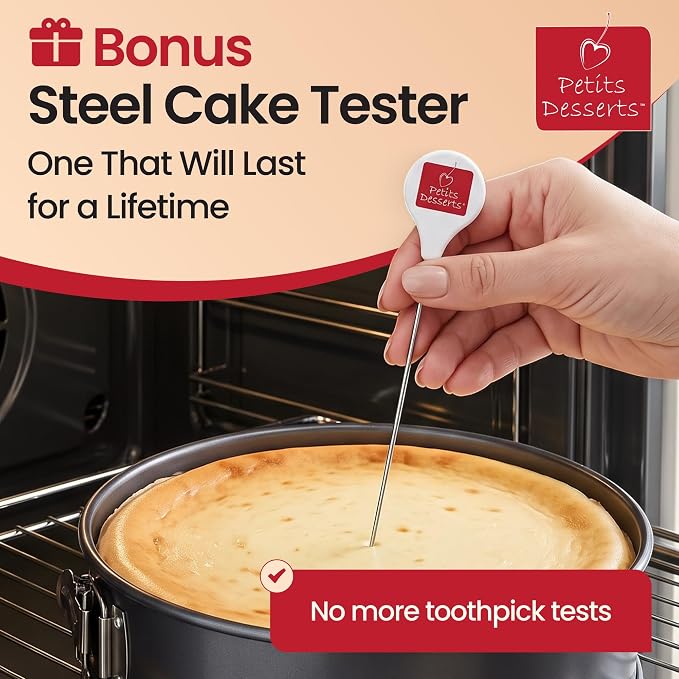 Cheesecake Pan and Springform Cake Pan Set - 4, 7, 9 and 11 in, NONSTICK | with CAKE SLICER and TESTER; INSTANT POT – Compatible; Easy-open Latches for Cheesecakes, Layer Cakes, Quiches; for Gifting - Image 5