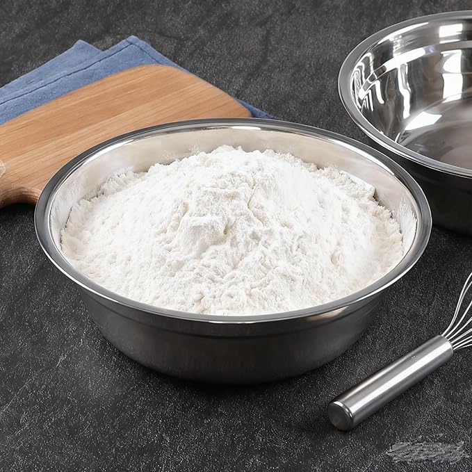 Mixing Bowls Set of 4 Metal Prep Bowls, Stainless Steel Nesting Bowls