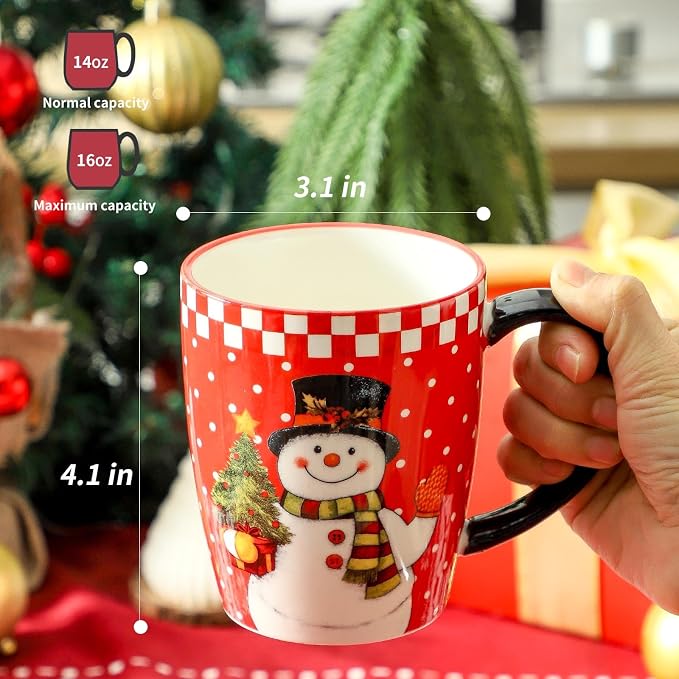 HASENSE Coffee Mugs Set of 6,15oz Ceramic Mug Gift, Matching Xmas Holiday Cups with Handles for Hot Cocoa,Coffee,Gifts for Women,Family, Friends - Image 2