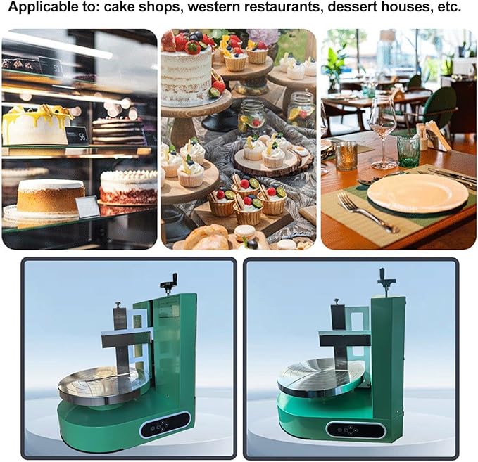 Cake Decorating Coating Machine 200W Cream Spreading Turntable with Graduated Scraper 60-320RPM Rotating Speed for 4-12inch Cakes