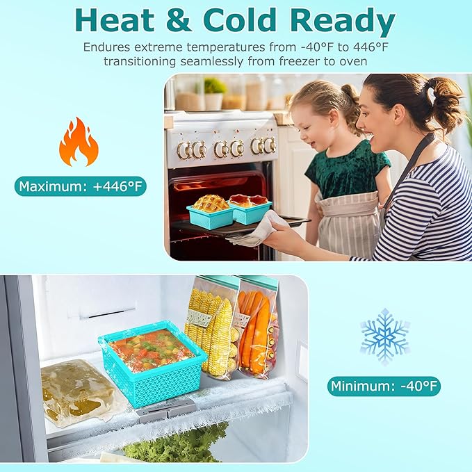 Silicone Freezer Tray with Lid-Stackable Soup Freezer Container Molds,2-Cup Ice Cube Trays for Perfect Portion Control,Food Storage & Meal Prep,Oven & Dishwasher Safe-4 Pack