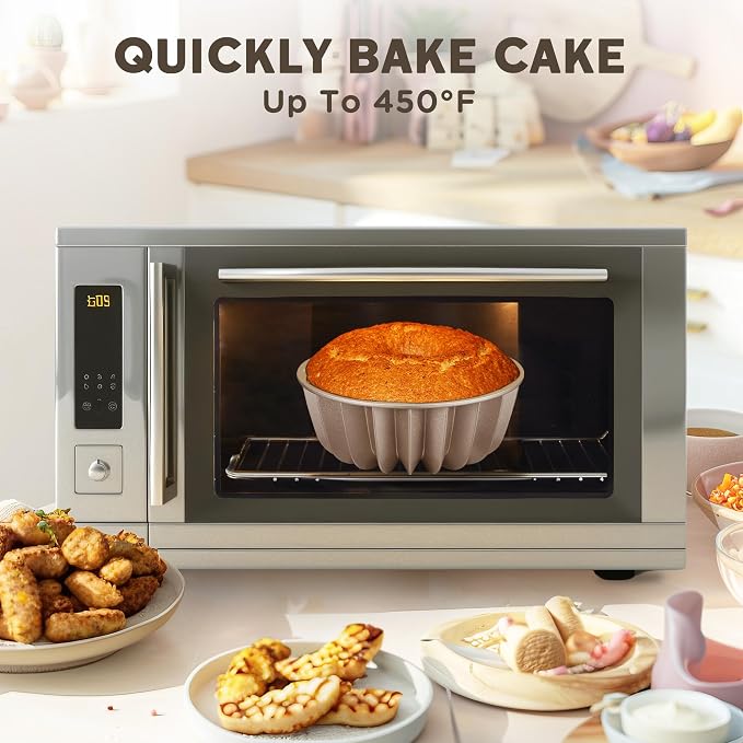 KITESSENSU Non-Stick Cake Pan, 9.5-Inch Aluminum Cake Mold, 8 Cup Fluted Heavy Duty Tube Pan, Durable Rust & Scratch-Resistant, Baking Mold for Jello, Gelatin, Chocoflan, Flan, French Wreath,Gold - Image 6