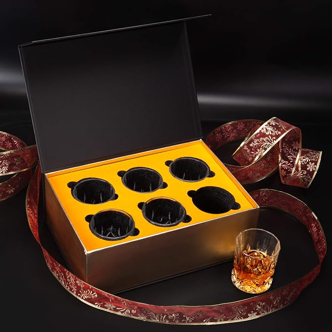 KANARS Whiskey Glasses Set of 6 with Elegant Gift Box for Liquor Scotch Rum | 10 Oz Premium Old Fashioned Crystal Glass Tumbler Bourbon Gifts for Birthday Thanksgiving Christmas Housewarming - Image 7