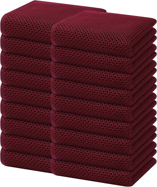 Homaxy 100% Cotton Waffle Weave Kitchen Dish Towels 18-Pack, Burgundy | 13 x 28 Inches, Ultra Soft Absorbent Dish Towels, Quick Drying Cleaning Towels by Homaxy