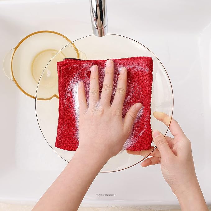 Homaxy 100% Cotton Waffle Weave Kitchen Dish Cloths 24-Pack, Red | 12 x 12 Inches, Ultra Soft Absorbent Dish Towels, Quick Drying Dish Rags with Hanging Loop - Image 4