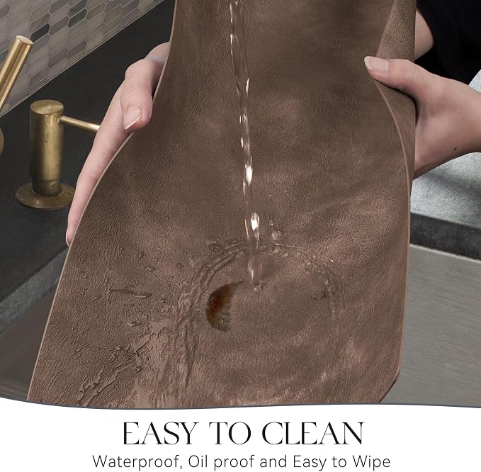 MOSAYT Vinyl Placemats Set of 8-12 X 17 Inch - Faux Leather 100% Waterproof Oil-Proof Wipeable PU Place Mats, Heat Resistant Reversible Table Mats for Kitchen, Dining, Outdoor, Brown - Image 4