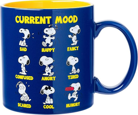Silver Buffalo Peanuts Snoopy Current Mood Emotions, Ceramic Mug, 20oz | Cup, 0.59 Liters by SilverBuffalo