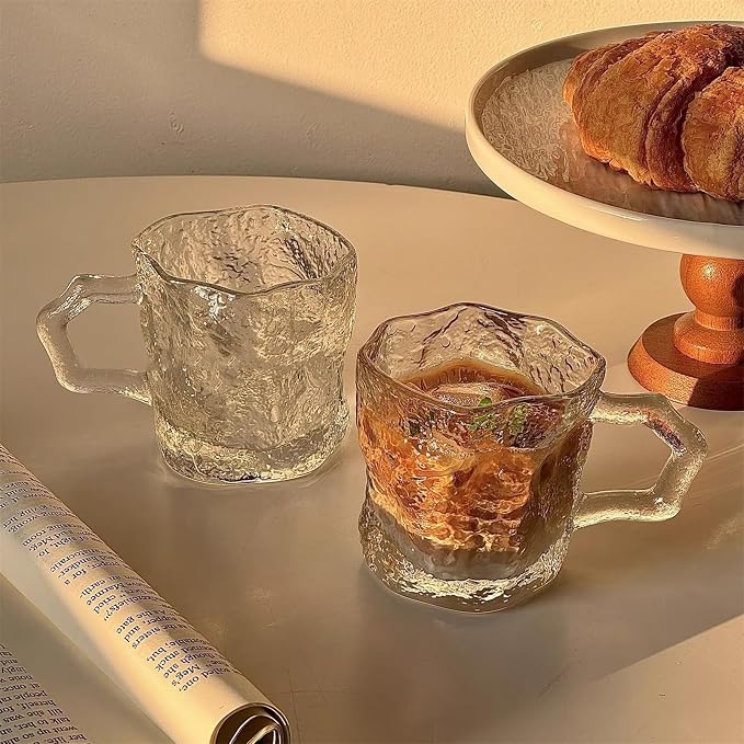 Glass Tumblers Glass Cups with Handle for Water Milk Juice Coffee Kitchen Glassware(Clear) - Image 7