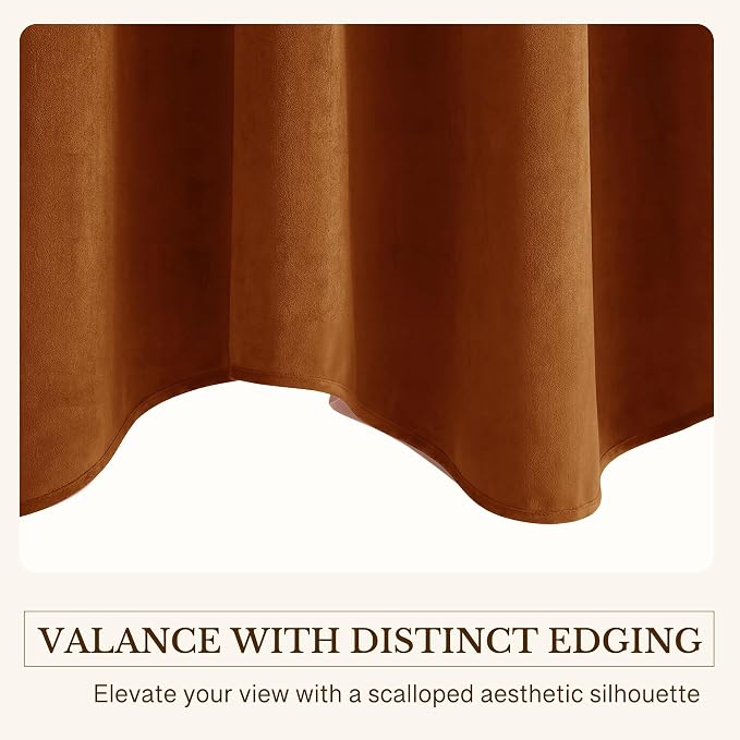 Burnt Orange Fall Decor Window Valance 52x18 Inch 1 Panel | Velvet Wavy Window Treatment for Kitchen, Vibrant Autumn Decoration Short Curtains for Living Room, Bathroom, Basement - Image 5