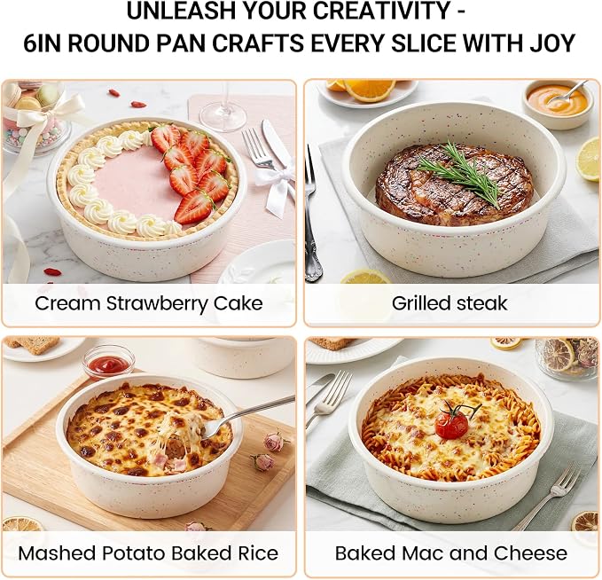 CAKETIME 6 Inch Silicone Round Cake Pan with Metal Reinforced Frame, Non-stick & BPA Free, Even Heat Distribution, Stackable & Dishwasher Safe - Image 8
