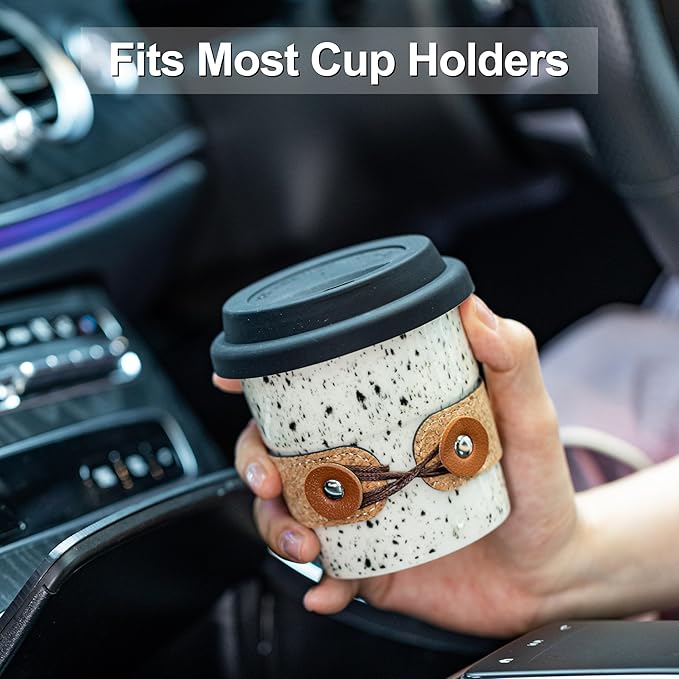 To Go Coffee Mug Porcelain, Travel Coffee Tumbler, Spill Proof | 8.5oz Ceramic Coffee Cups with Lid | Reusable Camping Mug | Microwave and Dishwasher Safe | Gifts for Coffee Lovers - Image 3