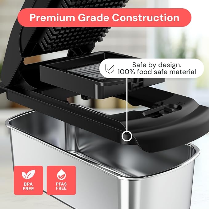 Fullstar Pro Original Vegetable Chopper & Mandoline Slicer Kitchen Gadget | 8 in 1 Veggie Slicer, Onion & Fruit Cutter with Sharp Stainless Steel Blades & Container (Stainless Steel) - Image 5