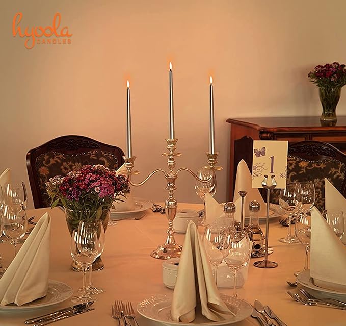 Hyoola Tall Metallic Antique Gold Taper Candles - 10 Inch - Dripless - 12 Pack - 8 Hour Burn Time - Image 7
