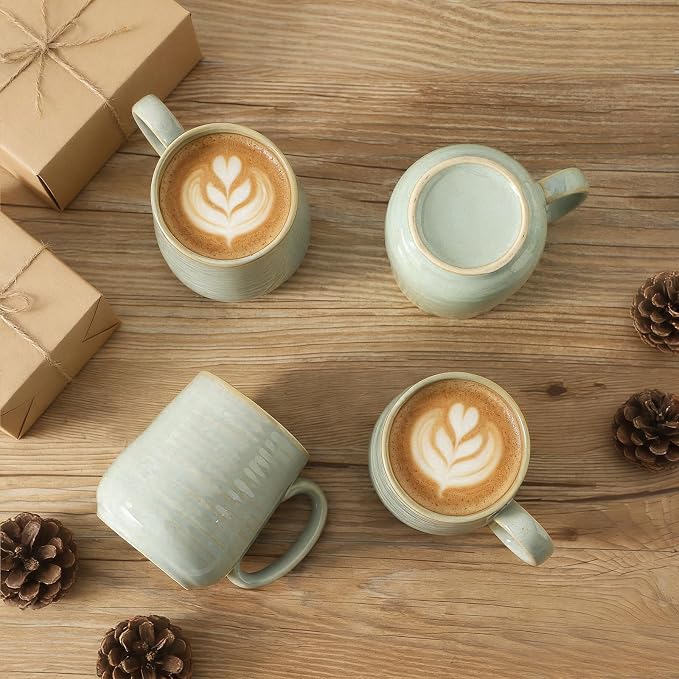 Coffee Mugs Set of 4, 15 Ounce Ceramic Coffee Cups with Handle, Large Mug Set for Latte, Tea, Chocolate, Modern Cup Gift for Men and women, Dishwasher & Microwave Safe,Sage Green - Image 7