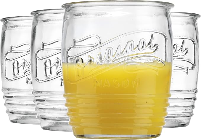 Glaver's Drinking Glasses Set of 4 Original Mason Whiskey 13 Oz Genuine Artisan-Made Vintage Italian Tumbler Glassware Set for Refreshing Drinks, Beverages, Iced Tea - Image 2
