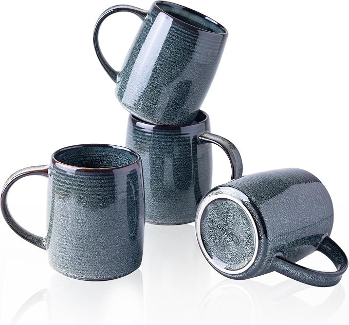GBHOME Large Coffee Mugs Set of 4, 18oz Handmade Ceramic Coffee Mugs Set with Gradient color for Latte/Tea/Beer/Hot Cocoa, Dishwasher & Microwave Safe, Space blue by GBhome