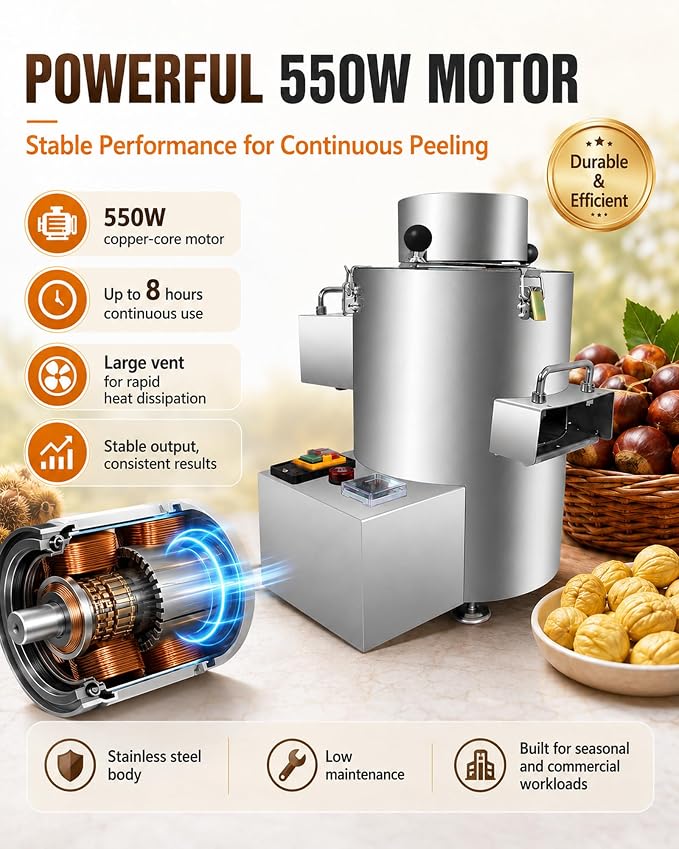 Automatic Chestnut Peeler - 5 Durable Alloy-Steel Blades for Efficient Nut Shelling - Easy-to-Use Kitchen Tool for Fast Chestnut Preparation - Perfect for Baking and Cooking - Image 3