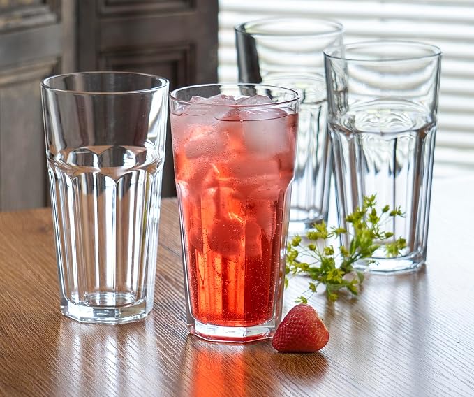 Red Co. Set of 4 Clear Glass 22 Fl Oz Drinking Highball Tumblers for Water, Juice, Beer, Cocktails - Image 4