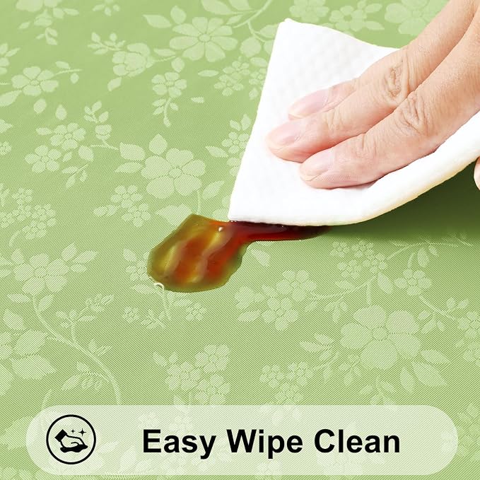 Smiry Rectangle Waterproof Heavy Duty Vinyl Tablecloths, 60 x 102 Inch | Wipeable Washable Floral Embossed Table Cover for Kitchen and Dining Room, Indoor & Outdoor Use, Sage Green - Image 3