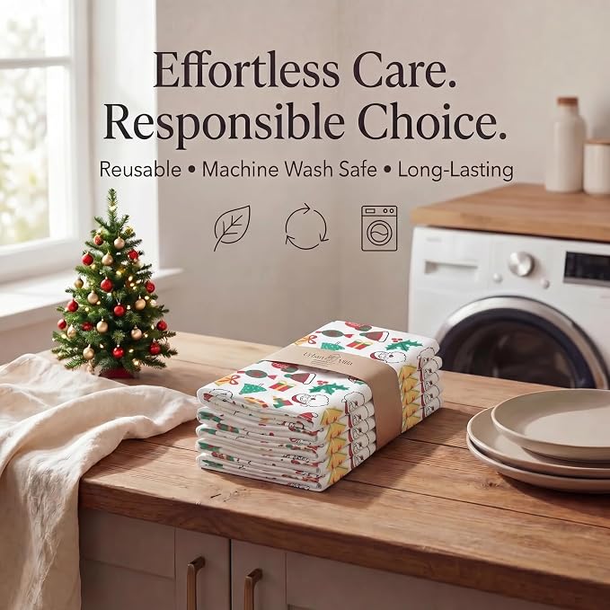 Urban Villa Cloth Napkins Cotton 20x20 (Set of 12) Xmas Print - Image 7
