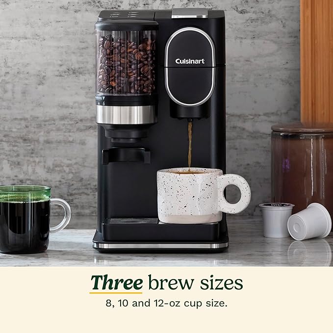Cuisinart Single-Serve Coffee Maker + Coffee Grinder with 8, 10, and 12 oz. Serving Size, Compatible with Single-Cup Pods, 48-Ounce Removable Reservoir, Stainless Steel, DGB-2SS - Image 5