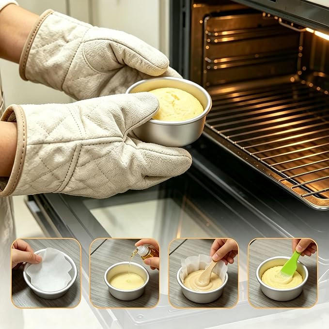 Round Cake Pans Set - 4 Inch Aluminum Nonstick Mini Cake Tins With 50 Parchment Liners & 2 Demold Tool for Diy Baking Cakes Cheesecake Tiered Cakes - Image 3