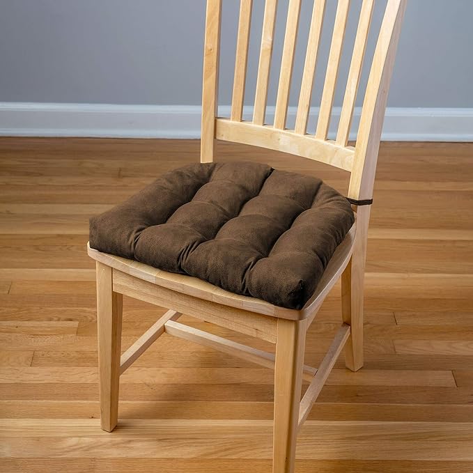 Barnett Home Decor Microsuede Coffee Bean Brown Dining Chair Pad with Ties - 16.5 x 18 Size Medium - Latex Foam Fill Cushion, Reversible, Machine Washable - Microfiber Ultrasuede - Image 7