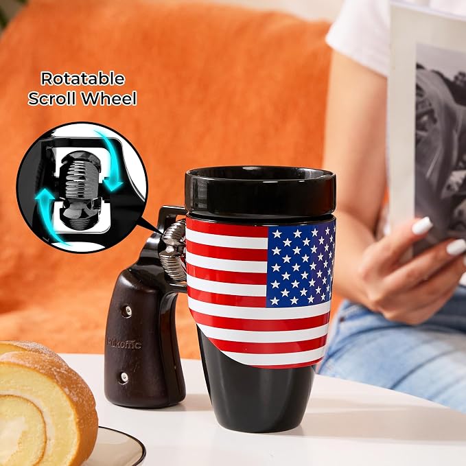 Pukomc Novelty Ceramic Coffee Mug, Birthday Gifts for Men and Women, fathers gifts, Coffee Mugs for Men (16OZ) (Black & Flag) - Image 5
