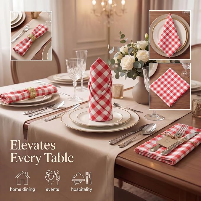 Urban Villa Cloth Napkins Cotton 12x12 (Set of 12) Red - Image 2