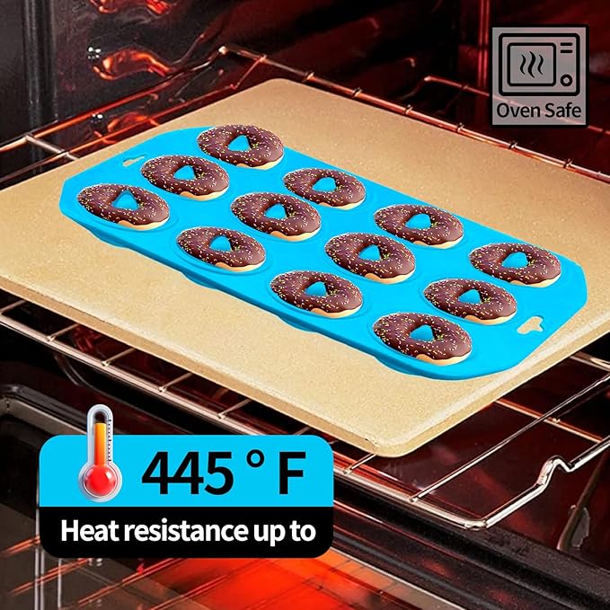 2pcs Silicone Donut Pan, 12 Holes Mini Donut Silicone Mold Heat Resistant, Silicone Donut Molds for baking, Mini Silicone Baking Mold for baking delicious donuts, Non-stick Bottom, Easy to Clean