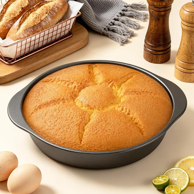 9 Inch Cake Pan Set, 3-Piece Carbon Steel Round Cake Pans with 100 Pre-Cut Parchment Paper Rounds, Nonstick Baking Pans for Layer Cakes, Pizza and Desserts - Image 5