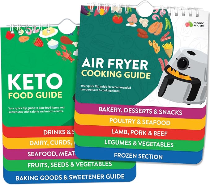 Air Fryer & Keto Cookbook Magnets - Set of 2 (7”x6”) - Air Fryer Accessories & Keto Meal Plan Cookbook - Airfryer Kitchen Appliances - Keto Foods & Keto Diet Book for Beginners - Kitchen Gadgets 2026 by MomoNashi