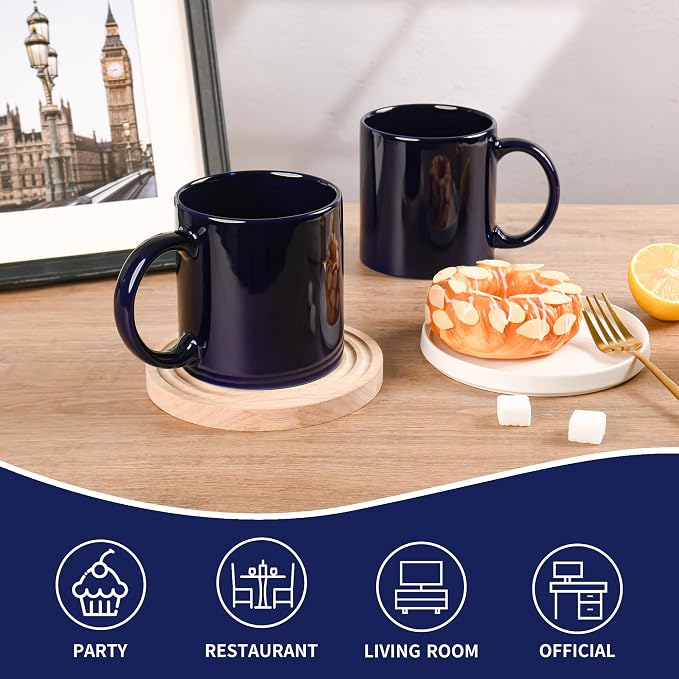 BYCNZB 22oz Super Large Ceramic Coffee Mugs Large Handles Set of 4 (Cobalto) - Image 3