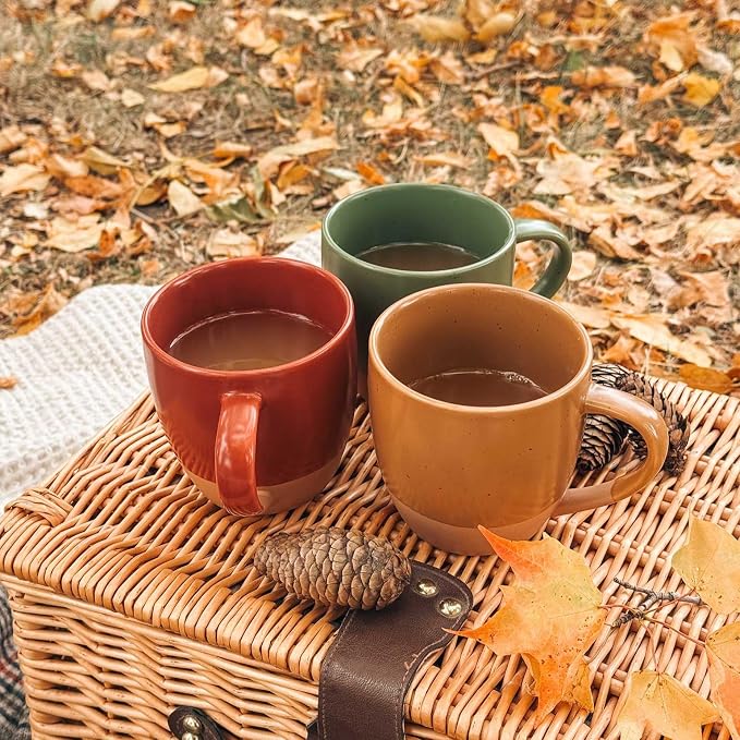 Mora Ceramic Artisan Matte Large Latte Mug Set of 4, 16oz - Microwavable, Porcelain Coffee Cups With Big Handle - Modern, Boho, Unique Style For Any Kitchen. Microwave Safe Stoneware - Marina Colors - Image 7