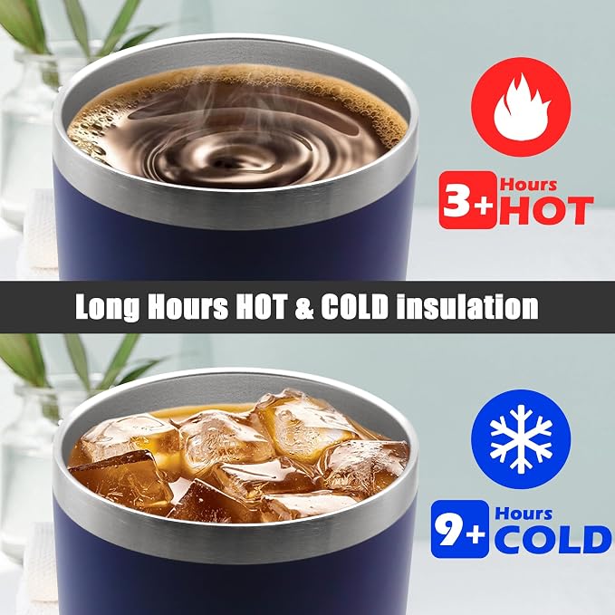 20oz Tumbler Insulated Coffee Tumblers with Lid Stainless Steel Navy 1P | 20 oz Tumblers Double Wall Insulated Vacuum 20oz Coffee Mug Leak Proof Tumblers with Lid Powder Coated - Navy 1 Pack - Image 5