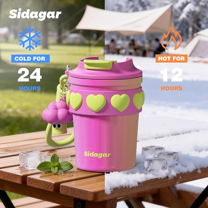 SDGA+ 12 oz Travel Coffee Mug Spill Proof Leak Proof, Stainless Steel Thermal Coffee Cup with Lid, Resuable Cup for Hot and Cold, Portable Tumbler for Women, Rainbow - Image 6