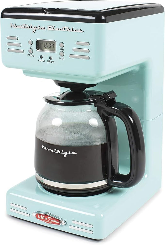 Nostalgia Retro 12-Cup Programmable Coffee Maker With LED Display, Automatic Shut-Off & Keep Warm, Pause-And-Serve Function, Aqua by Nostalgia