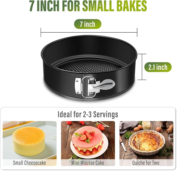 Vakoo 7 Inch Springform Pan - Nonstick, Leakproof Mini Cheesecake Pan for Baking, Easy Release, No Parchment Paper Needed - Image 2