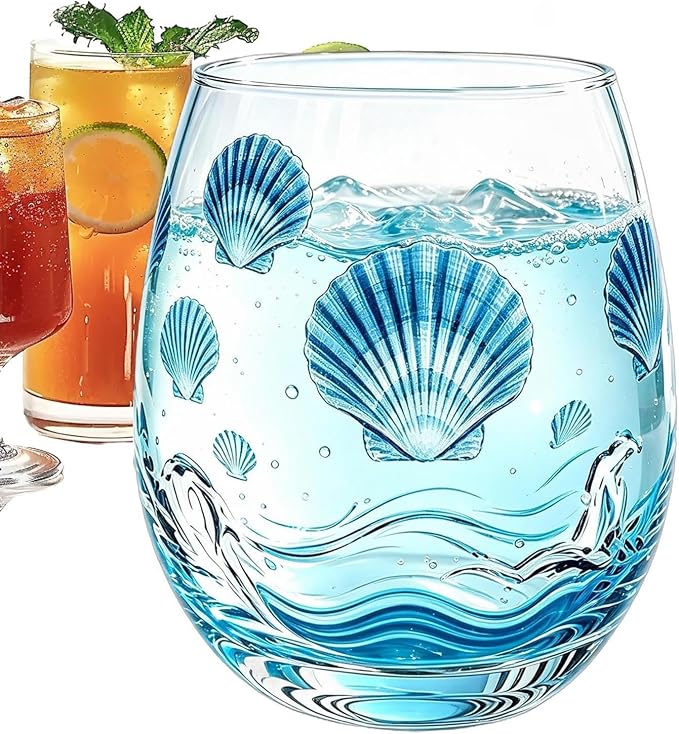 Drinking Glasses, 350ml Transparent Sea Animal Kitchen Glassware | Cocktail Glasses for Milk Ice Water Juice Tea Beer Mother Dad Wife - Image 8