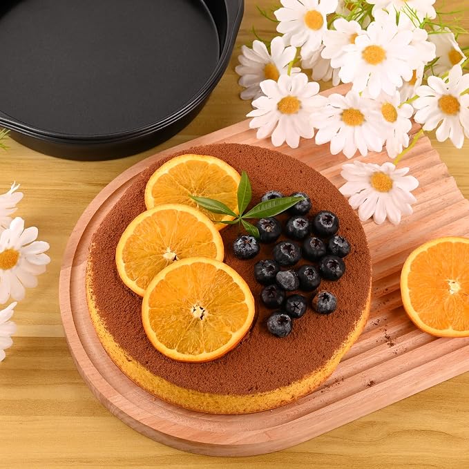 HUAKENER 3 Pcs 8 Inch Round Cake Pans with 100 Pieces Parchment Paper | Carbon Steel Cake Pans, Non-stick Cake Baking Pans with Handle, Dishwasher Safe - Image 6