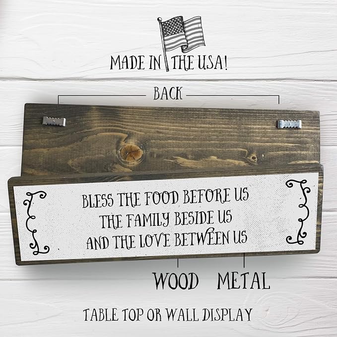 Kitchen Wood Signs (Medium - Wood And Metal, Bless The Food Before Us The Family Beside Us And The Love Between Us) - Image 2