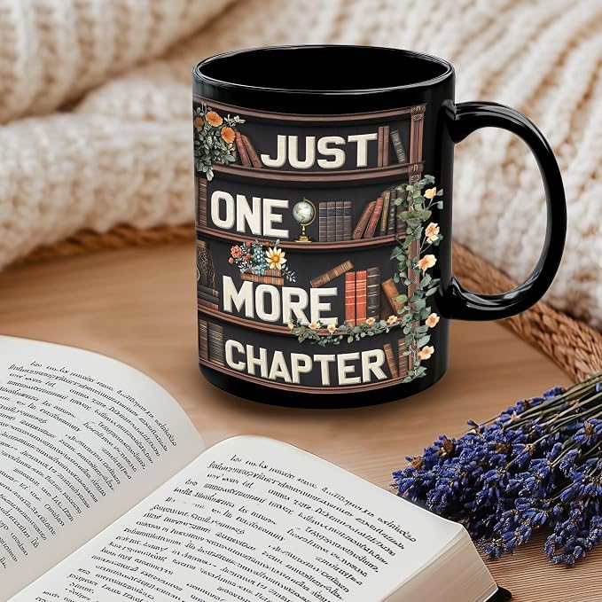 Hyturtle Cute Ghost Reading Mug Gifts on Birthday Halloween for Book Lovers | Just One More Chapter, Funny Book 11oz Ceramic Mug For Readers, Bookish Gifts, Vivid double-sided print, Comfort grip handle - Image 5