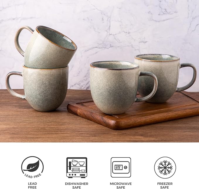 AmorArc 12oz Coffee Mugs, Ceramic Coffee Mugs set of 6 for Man, Woman, Dad, Mom, Modern Coffee Cups with handle for Latte/Cappuccino/Milk/Cocoa. Dishwasher&Microwave Safe, Reactive Glaze - Image 6