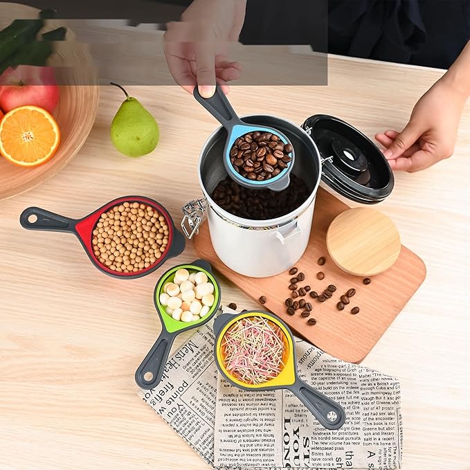 Measuring Cups and Spoons Set, Collapsible Silicone Measuring Cups and Spoons, 8 pieces Food Grade Silicone Measurement Cup for Liquid & Dry Measuring Baking & Travel Measuring Cup, Space Save